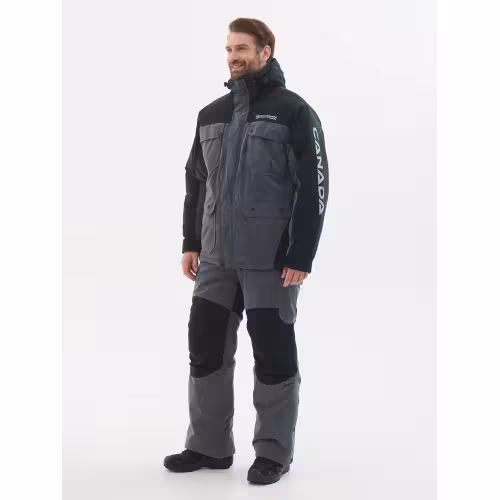 Костюм мужской Huntsman (Восток) Канада, ткань Финляндия, цвет cерый/черный, размер 44-46, 170-176 см