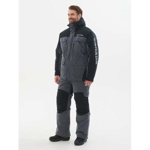 Костюм мужской Huntsman (Восток) Канада, ткань Финляндия, цвет cерый/черный, размер 44-46, 170-176 см