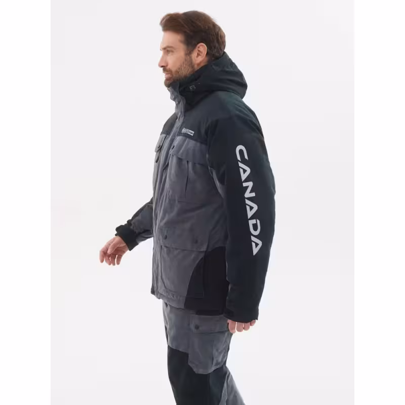 Костюм мужской Huntsman (Восток) Канада, ткань Финляндия, цвет cерый/черный, размер 44-46, 170-176 см