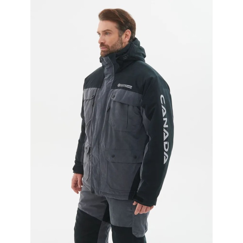 Костюм мужской Huntsman (Восток) Канада, ткань Финляндия, цвет cерый/черный, размер 48-50, 182-188 см
