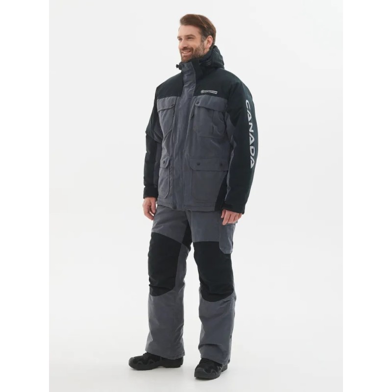 Костюм мужской Huntsman (Восток) Канада, ткань Финляндия, цвет cерый/черный, размер 52-54, 182-188 см