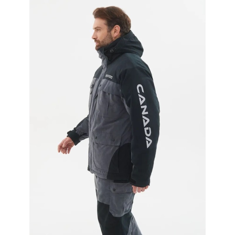 Костюм мужской Huntsman (Восток) Канада, ткань Финляндия, цвет cерый/черный, размер 52-54, 182-188 см