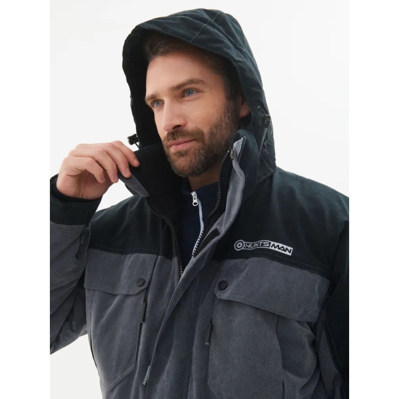 Костюм мужской Huntsman (Восток) Канада, ткань Финляндия, цвет cерый/черный, размер 52-54, 182-188 см