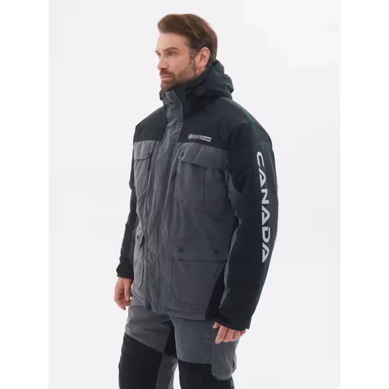 Костюм мужской Huntsman (Восток) Канада, ткань Финляндия, цвет cерый/черный, размер 56-58, 170-176 см