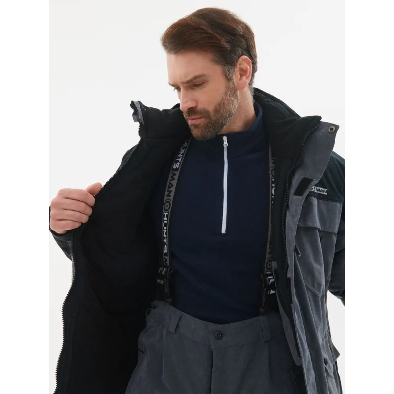 Костюм мужской Huntsman (Восток) Канада, ткань Финляндия, цвет cерый/черный, размер 60-62, 170-176 см