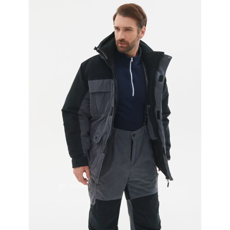 Костюм мужской Huntsman (Восток) Канада, ткань Финляндия, цвет cерый/черный, размер 60-62, 170-176 см