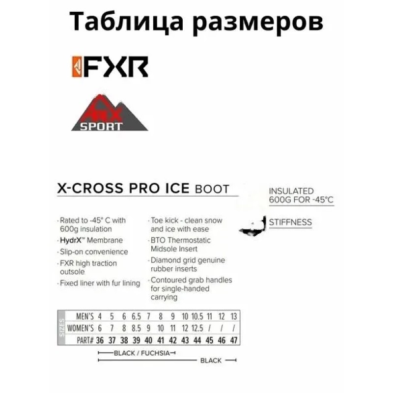 Ботинки снегоходные FXR X-Cross Speed Black/Fuchsia, черный/розовый, размер 40
