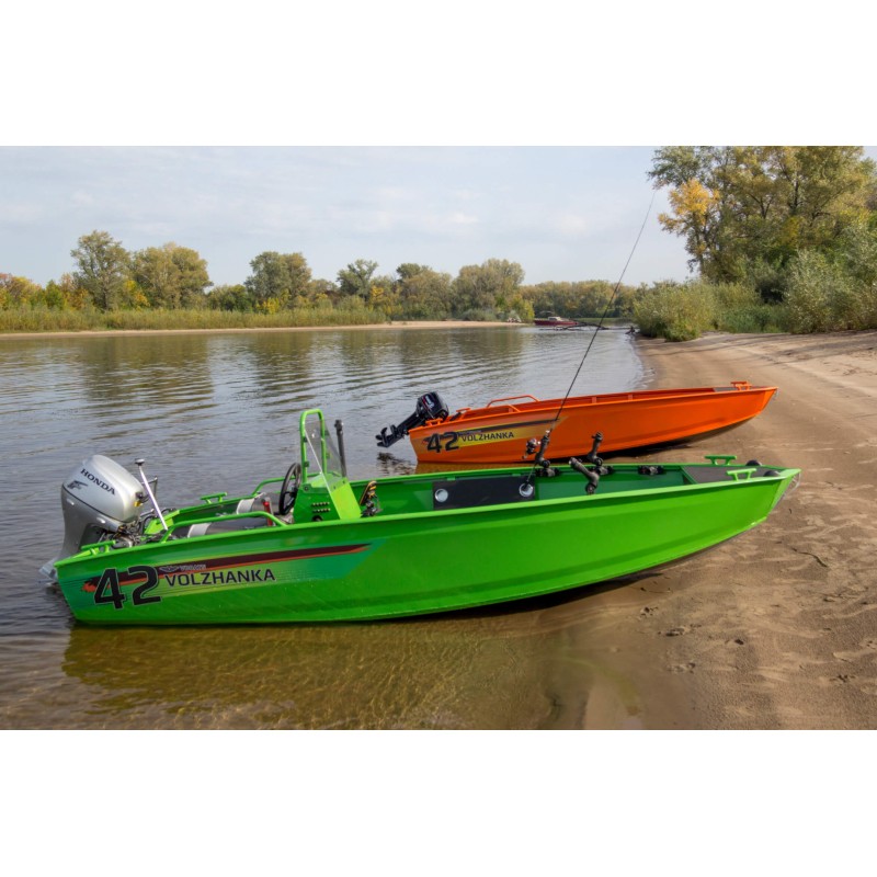 Лодка алюминиевая Волжанка 42 Scout, транец 385 мм (42S 08 L425)