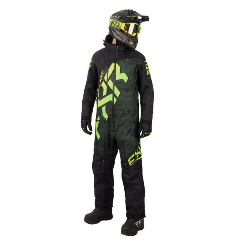 Комбинезон мужской FXR CX Army Haze/Glowstick, мембрана HydrX Pro, черный, размер 48 (М), 172-178 см