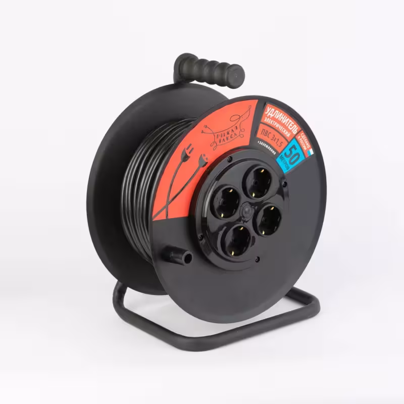 Удлинитель силовой четырехместный на катушке Рыжая такса УКП04-2820, (16A, 3,5 кВт, 50 м)