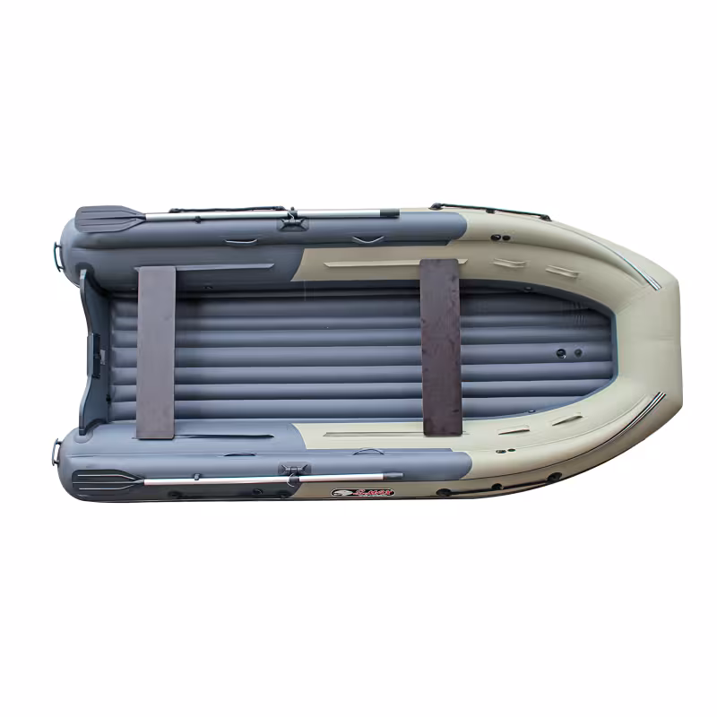 Надувная лодка ПВХ с интегрированным фальшбортом Angler Reef Triton 370 S-Max, НДНД, красный/серый