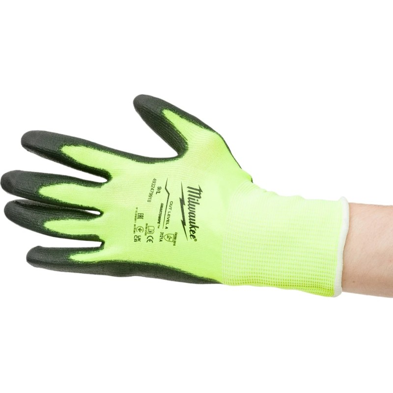 Перчатки защитные Milwaukee Hi-Vis Cut level, уровень 1/A, размер L