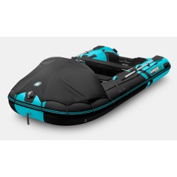 Надувная лодка ПВХ Gladiator C420AL, пайол алюминиевый, черный/бирюзовый