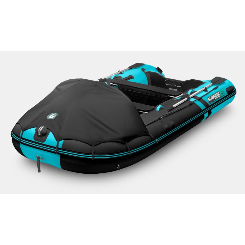 Надувная лодка ПВХ Gladiator C420AL, пайол алюминиевый, черный/бирюзовый