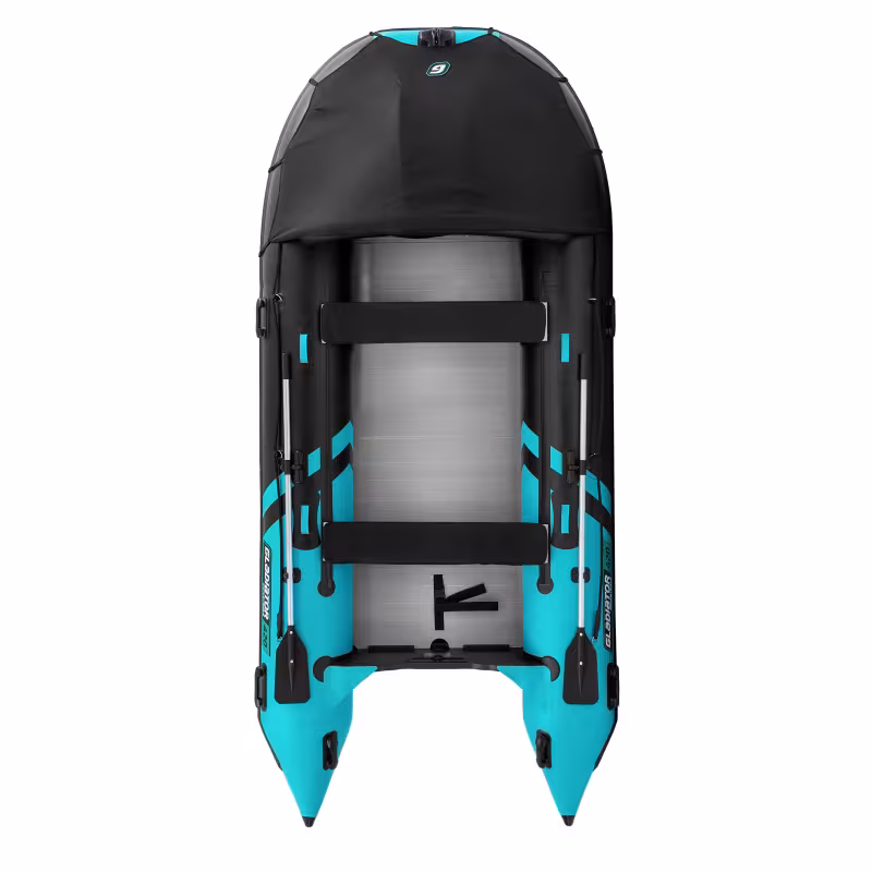 Надувная лодка ПВХ Gladiator C420AL, пайол алюминиевый, черный/бирюзовый