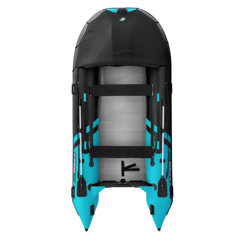 Надувная лодка ПВХ Gladiator C420AL, пайол алюминиевый, черный/бирюзовый