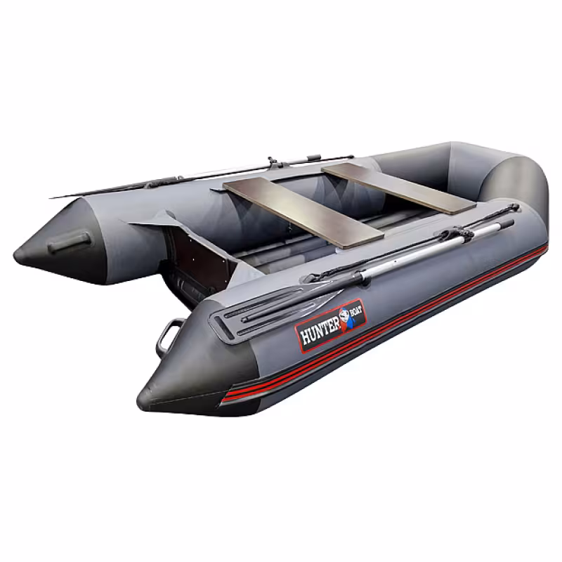 Надувная лодка ПВХ HunterBoat 290 ЛКА, НДНД, серый