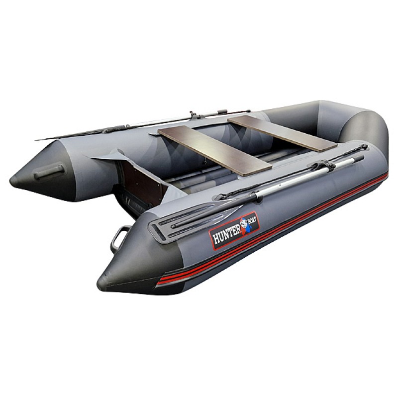 Надувная лодка ПВХ HunterBoat 290 ЛКА, НДНД, серый