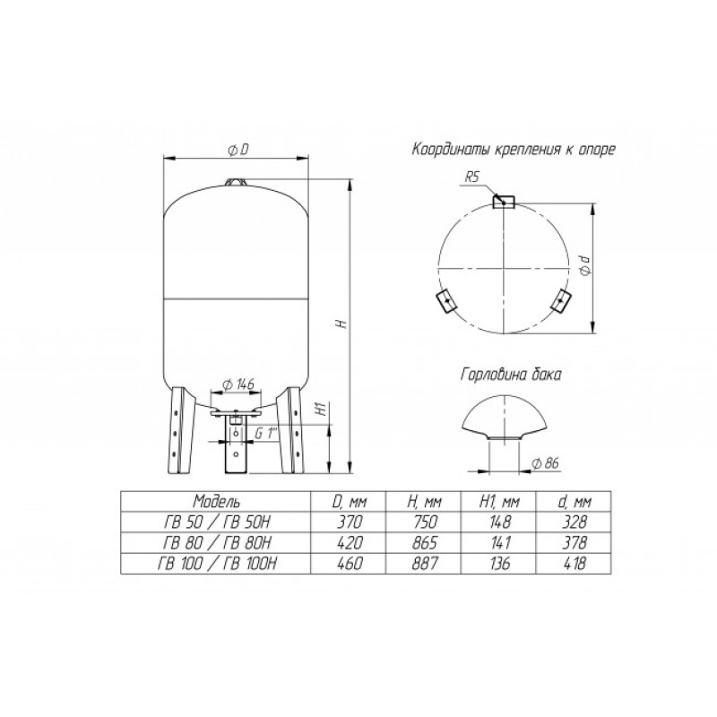 Гидроаккумулятор вертикальный Unipump 44355, 100 л