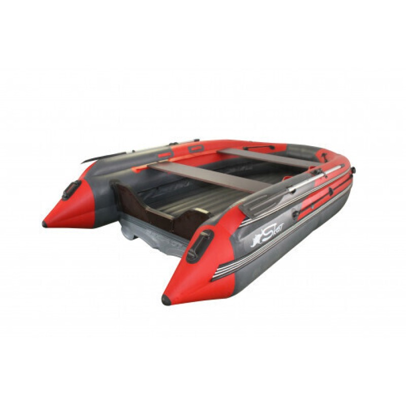 Надувная лодка ПВХ с интегрированным фальшбортом Angler Skat Triton 400NDFi, НДНД, красный/серый