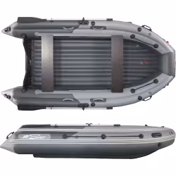 Надувная лодка ПВХ с интегрированным фальшбортом Angler Skat Triton 400NDFi, НДНД, темно-серый/светло-серый