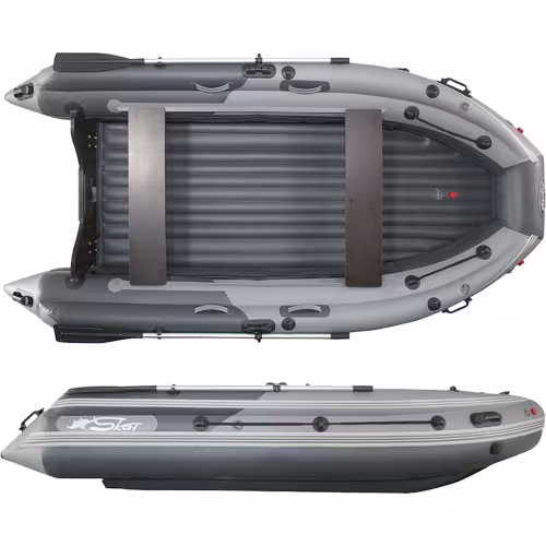Надувная лодка ПВХ с интегрированным фальшбортом Angler Skat Triton 400NDFi, НДНД, темно-серый/светло-серый