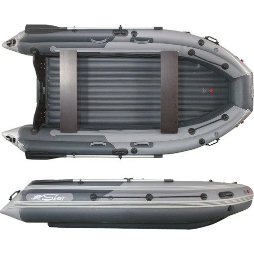 Надувная лодка ПВХ с интегрированным фальшбортом Angler Skat Triton 400NDFi, НДНД, темно-серый/светло-серый