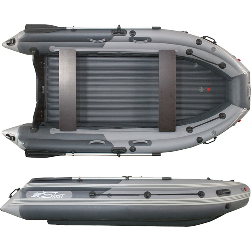 Надувная лодка ПВХ с интегрированным фальшбортом Angler Skat Triton 400NDFi, НДНД, темно-серый/светло-серый