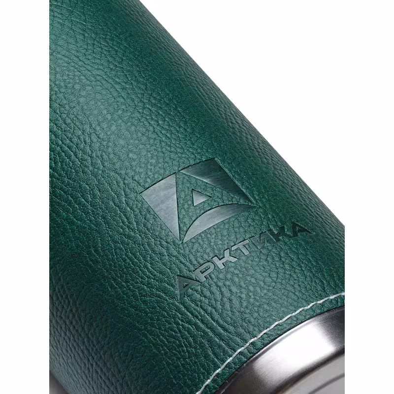 Термос Арктика 108-1000, в кожаной оплетке, зеленый, 1 л