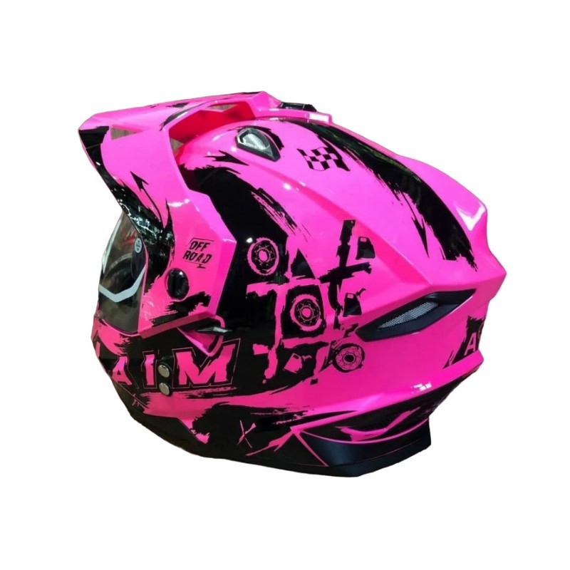 Мотошлем  детский AiM JK802Y, розовый/черный, размер Y-S