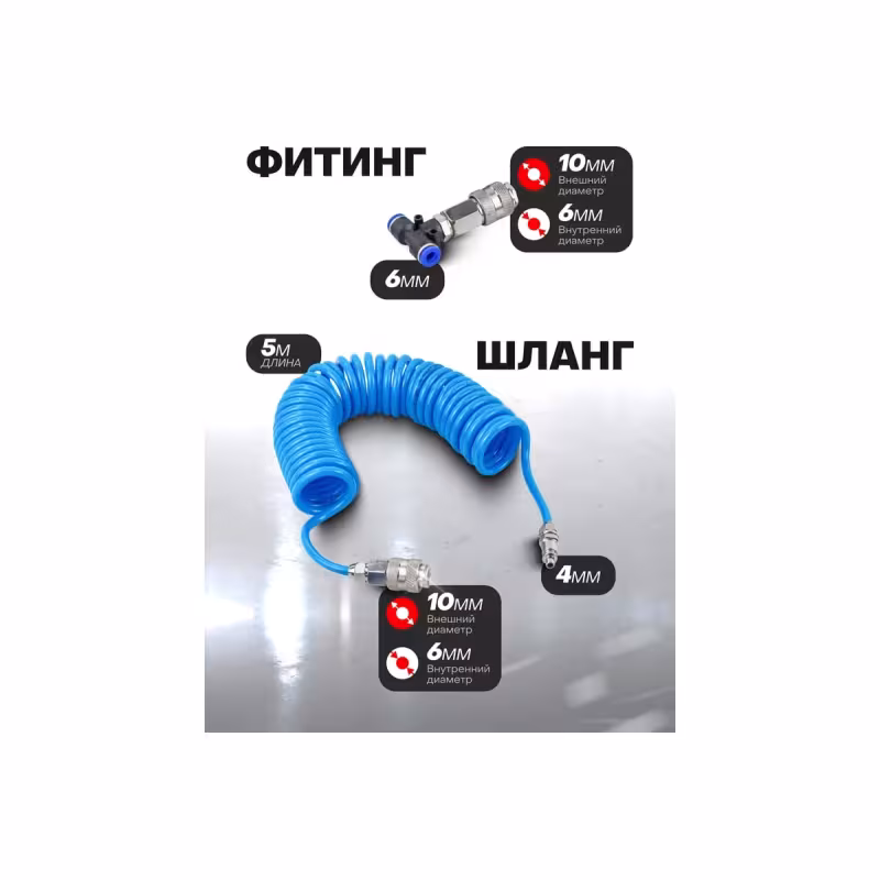 Пистолет продувочный со шлангом и фитингами-переходниками RockForce RF-SG-01