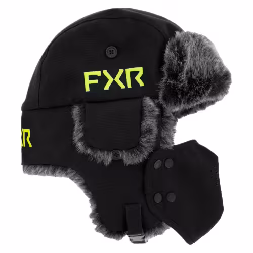 Шапка FXR Trapper Black/HiVis, черный, размер S/M