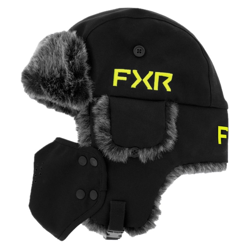 Шапка FXR Trapper Black/HiVis, черный, размер S/M