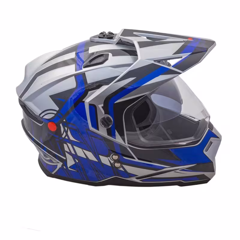 Мотошлем  AiM JK802S, голубой/серый/черный, размер L