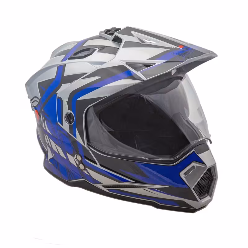 Мотошлем  AiM JK802S, голубой/серый/черный, размер L