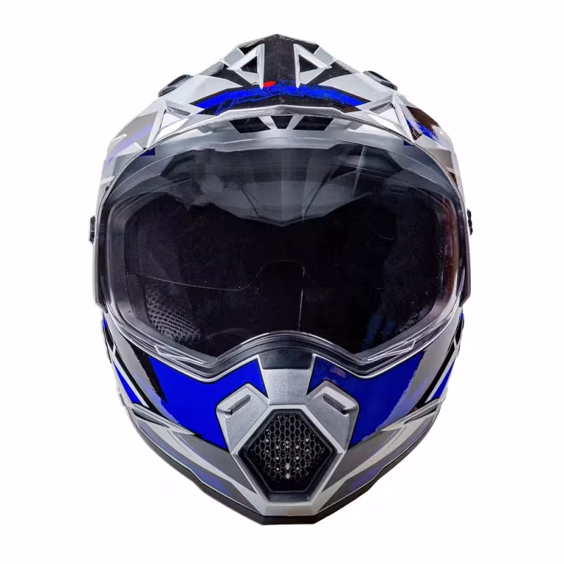 Мотошлем  AiM JK802S, голубой/серый/черный, размер L