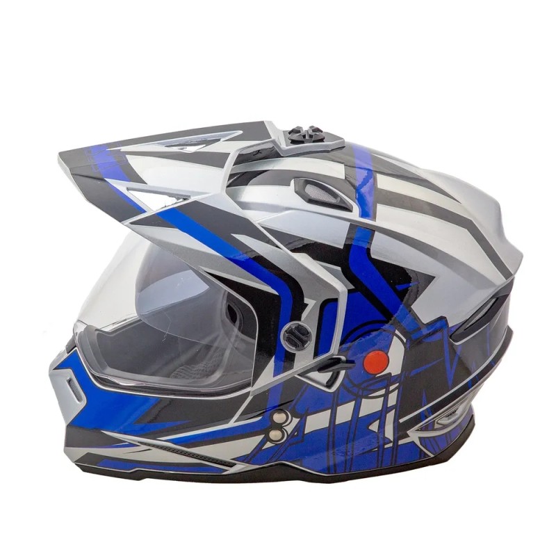 Мотошлем  AiM JK802S, голубой/серый/черный, размер M