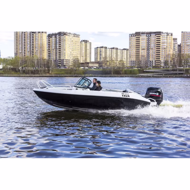 Лодка алюминиевая Vboats Волжанка Yava XL Fish с лодочным мотором Yamery EF 130, транец 635 мм (53F 06 K425)