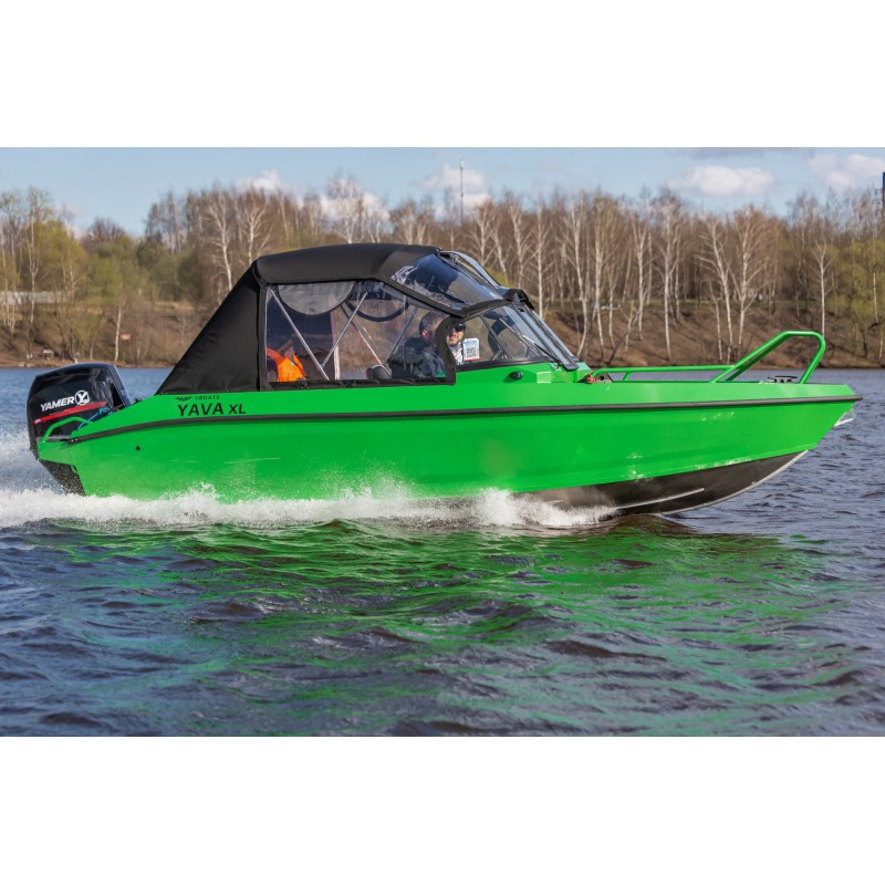 Лодка алюминиевая Vboats Волжанка Yava XL Fish с лодочным мотором Yamery EF 130, транец 635 мм (53F 06 K425)