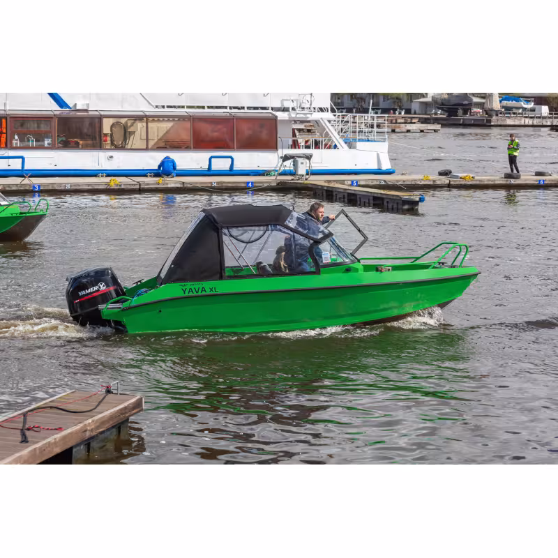 Лодка алюминиевая Vboats Волжанка Yava XL Fish с лодочным мотором Yamery EF 130, транец 635 мм (53F 06 K425)