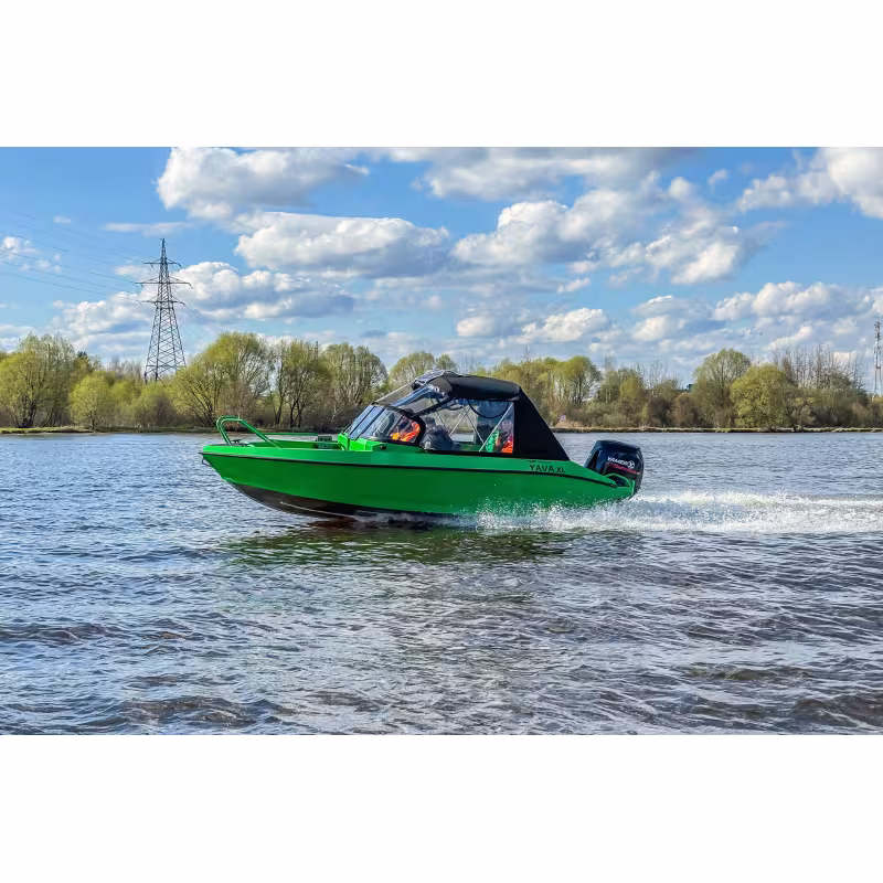 Лодка алюминиевая Vboats Волжанка Yava XL Fish с лодочным мотором Yamery EF 130, транец 635 мм (53F 06 K425)