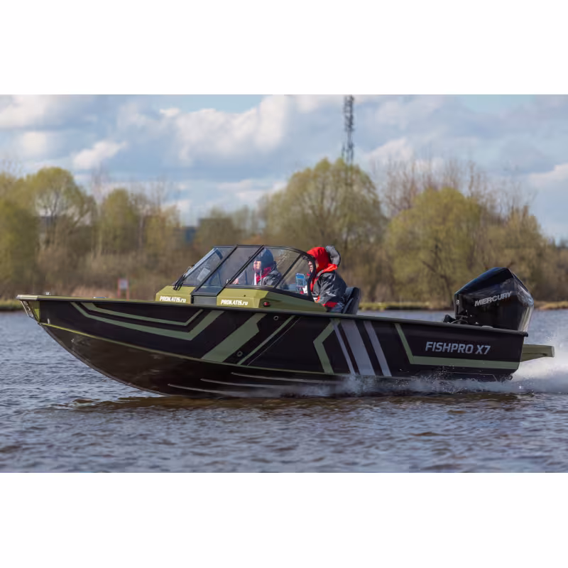 Лодка алюминиевая VBoats Волжанка FishPro X7, транец 635 мм (X7F 04 L425)