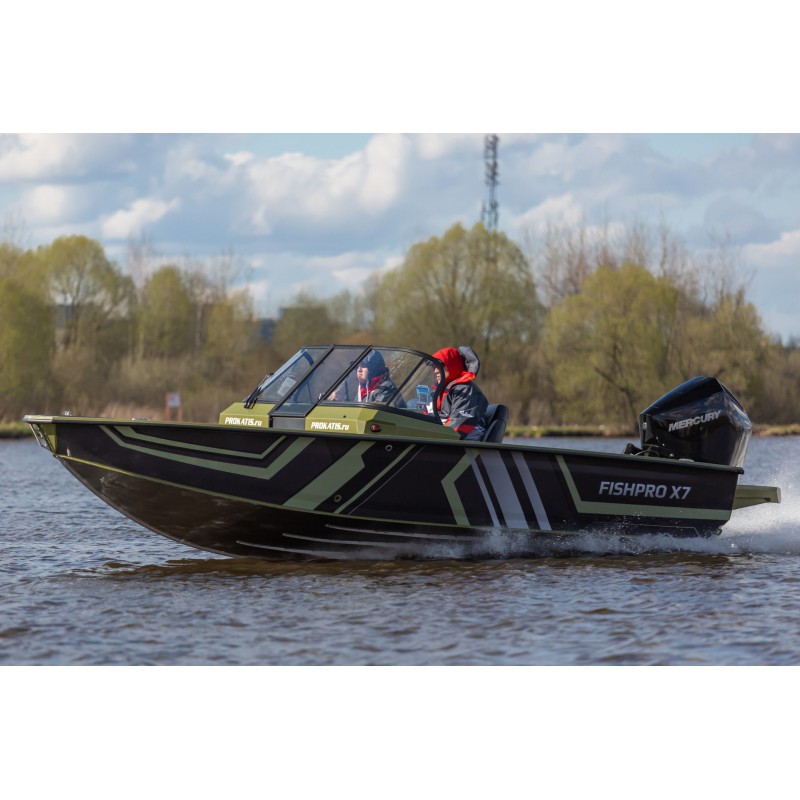 Лодка алюминиевая VBoats Волжанка FishPro X7, транец 635 мм (X7F 04 L425)