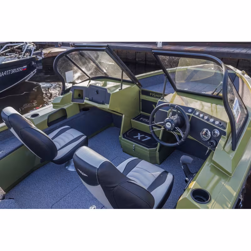 Лодка алюминиевая VBoats Волжанка FishPro X7, транец 635 мм (X7F 04 L425)