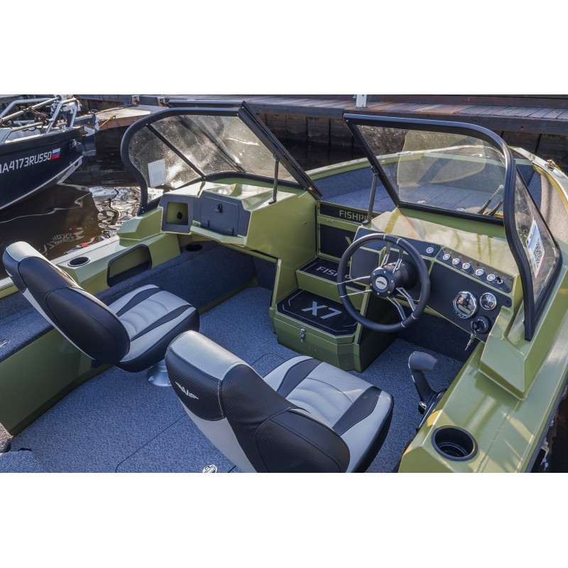 Лодка алюминиевая VBoats Волжанка FishPro X7, транец 635 мм (X7F 04 L425)