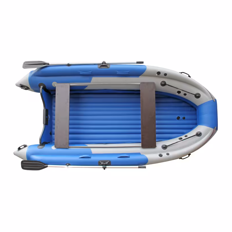 Надувная лодка ПВХ с интегрированным фальшбортом Angler Skat Triton 390NDFi, НДНД, синий/серый