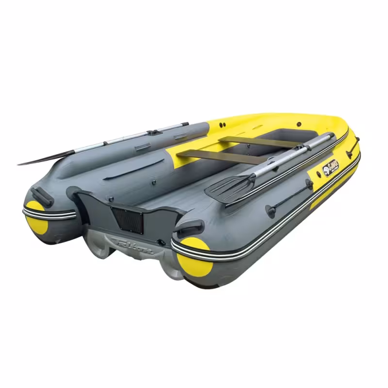 Надувная лодка ПВХ с интегрированным фальшбортом Angler Reef Triton 400 S-Max, НДНД, серый/желтый
