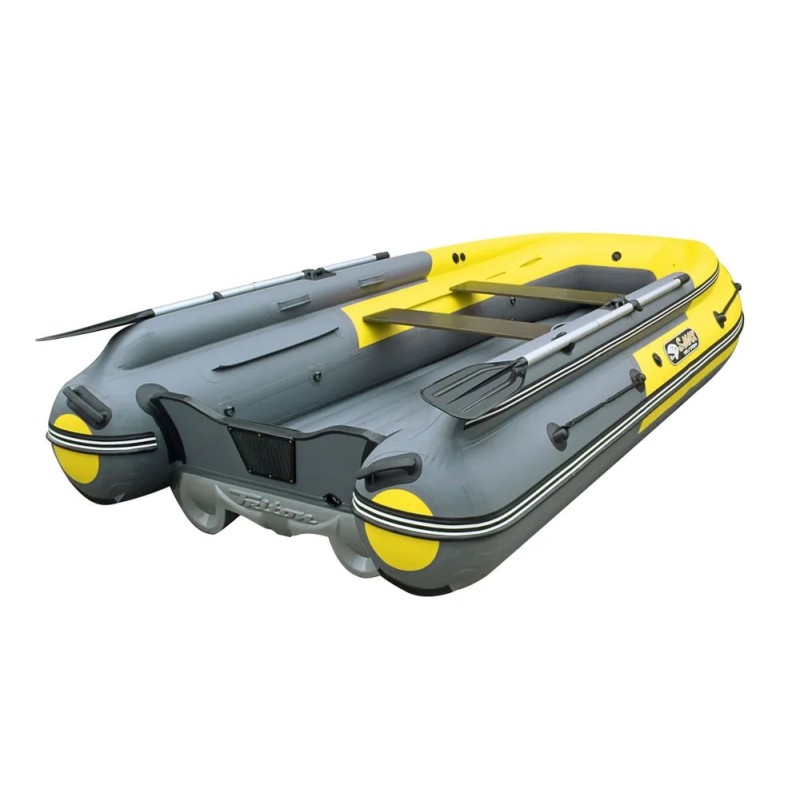 Надувная лодка ПВХ с интегрированным фальшбортом Angler Reef Triton 400 S-Max, НДНД, серый/желтый