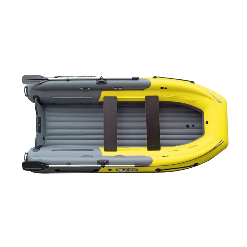 Надувная лодка ПВХ с интегрированным фальшбортом Angler Reef Triton 400 S-Max, НДНД, серый/желтый