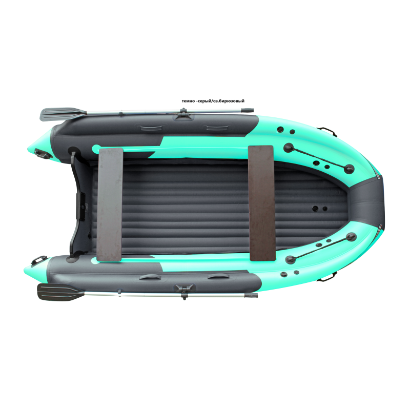 Надувная лодка ПВХ с интегрированным фальшбортом Angler Skat Triton 450NDFi, НДНД, бирюзовый/серый